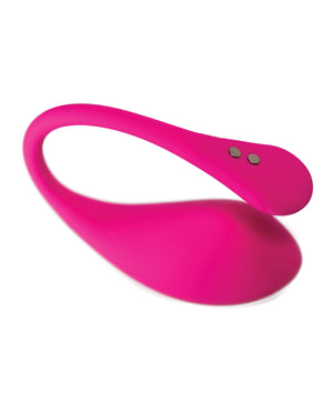 Pink silicone  Lovense Lush 3.0 Sound Activated Camming Vibrator on a white background