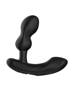 Black silicone butt plug, Lovense Edge 2 Flexible Prostate Massager on a white background