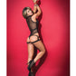 Mapale Wet Look Bodysuit with Removable Harness Black LG