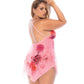 Mapale Floral Printed Mesh Babydoll with Convertible Straps & G-String 2 pc Set | Pink 3X/4X Mapale