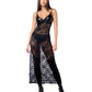 Mapale Lace Underwire Long Gown with Panty & Garter Belt 2 pc Set (Stockings not Included) | Black S/M Mapale