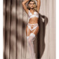 Mapale Floral Lace & Mesh Top, Garter Belt & Peek a Boo Panty White XL Mapale
