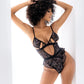 Mapale Embroidered Peek a Boo Bodysuit Black L/XL Mapale
