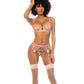 Mapale Floral Embroidered Underwire Bralette with Garter & Thong Panty Pink X-Large Mapale