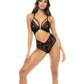 Mapale Lace & Mesh Teddy with Front Clasp & Lace Up Back Black L/XL Mapale