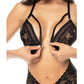 Mapale Lace & Mesh Teddy with Front Clasp & Lace Up Back Black L/XL Mapale