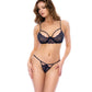 Mapale Lace Underwire Top with Peek-a-Boo G-String & Garter - Midnight Blue L/XL Mapale