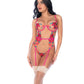 Mapale Seductive Garden Floral Mesh Teddy with Attached Garters - Multi-Color L/XL Mapale