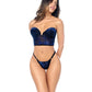 Mapale Underwire Bustier with Removeable Straps & Adjustable Panty 2 pc Set | Black/Blue S/M Mapale
