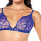 Mapale Lace Bralette with G-String & Garter 3 pc Set - Sapphire Blue L/XL Mapale