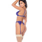 Mapale Lace Bralette with G-String & Garter 3 pc Set - Sapphire Blue S/M Mapale