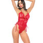 Mapale Lace in Confidence Teddy with Hook & Eye Closure & Side Lace Up Detail | Red L/XL Mapale