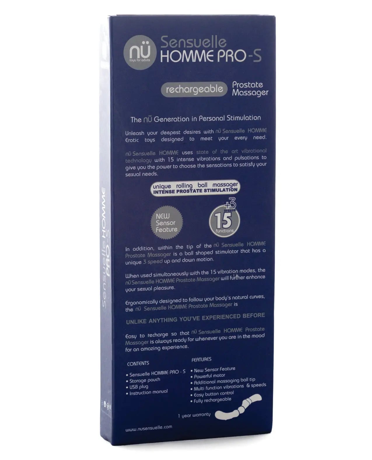 Nu Sensuelle Homme Pro S Prostate Massager - Navy Blue Nu Sensuelle
