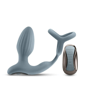 Renegade Pinnacle Cock Ring & Gyrating Prostate Massager - Gray Renegade