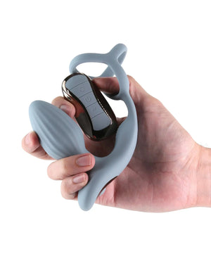 Renegade Pinnacle Cock Ring & Gyrating Prostate Massager - Gray Renegade