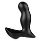 Black silicone butt plug on a white background