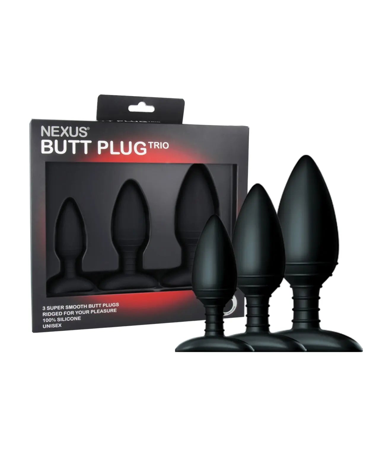 Nexus Butt Plug Trio Set 3 Solid Silicone Butt Plugs S M L Nexus