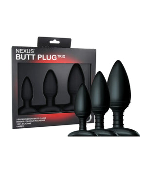 Nexus Butt Plug Trio Set 3 Solid Silicone Butt Plugs S M L Nexus