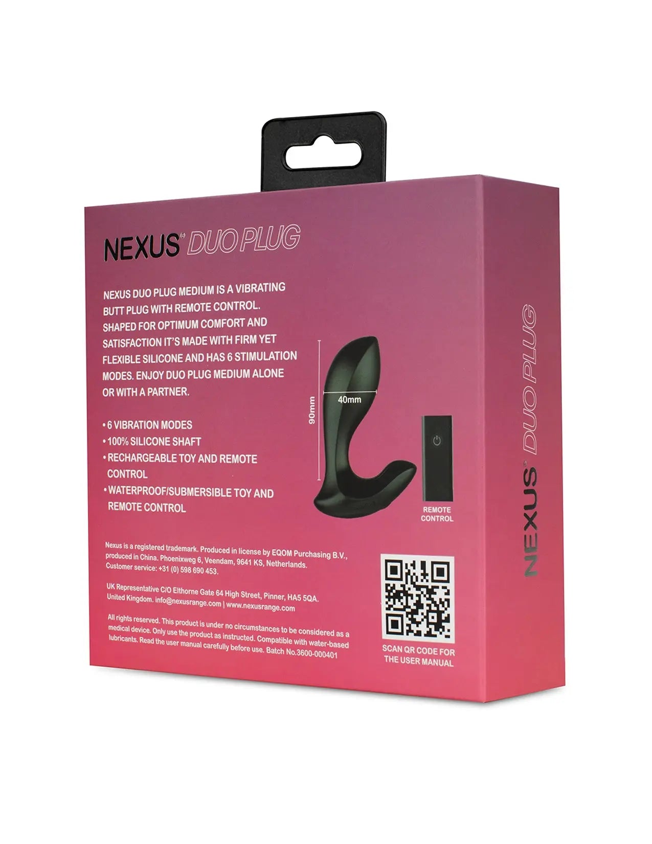 Nexus DUO Plug Medium - Vibrating Butt Plug with Remote Control Nexus