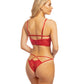 RSVP by Oh la la Cheri Cherry Strappy Lace Unlined Underwire Bra with Heart Ring Detail & Panty Red LG RSVP by Oh la la Cheri