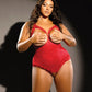 RSVP by Oh la la Cheri Lace Open Cup & Crotchless Teddy Red QN RSVP by Oh la la Cheri
