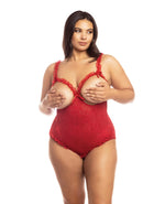 RSVP by Oh la la Cheri Lace Open Cup & Crotchless Teddy Red QN RSVP by Oh la la Cheri