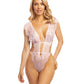 RSVP by Oh la la Cheri Imani Eyelash Lace Soft Cup High Leg Teddy Pink Tulle L/XL RSVP by Oh la la Cheri