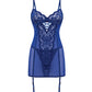 Oh La La Cheri Kehlani Underwire Babydoll with Detachable Garters & G-String | Cobalt Blue 1X/2X