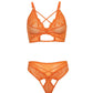 Oh La La Cheri Amina Scallop Lace & Mesh Bralette with Panty 2 pc Set | Dragon Fire Orange L/XL Oh La La Cheri