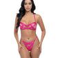 Oh La La Cheri Raelynn Satin Strappy Underwire Bra with G-String 2 pc Set | Pink Yarrow XL Oh La La Cheri
