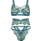 Oh La La Cheri Daphne Lace Underwire 3 pc Set with Embroidered Trim & Crossing Elastics | Blue LG Oh La La Cheri