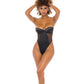 RSVP by Oh la la Cheri Josephine High Leg Teddy with Removable Fishnet Collared Harness Black LG