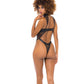 RSVP by Oh la la Cheri Josephine High Leg Teddy with Removable Fishnet Collared Harness Black XL