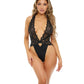 RSVP by Oh la la Cheri Sadie Stretch Galloon Lace Teddy with Back Ties Black LG RSVP by Oh la la Cheri
