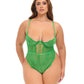 Oh La La Cheri Raine Underwire Shelf Cup Lace Teddy with Decorative Trim Insert | Green 1X/2X Oh La La Cheri