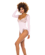 RSVP by Oh la la Cheri Maria Ribbed Knit & Lace Teddy Crystal Rose LG RSVP by Oh la la Cheri