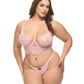 Oh La La Cheri Clarissa Embroidered Bustier with G-String 2 pc Set - Pink 1X Oh La La Cheri