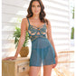 Oh La La Cheri Daphne Lace & Mesh Babydoll with Embroidered Details & Crossing Elastics | Blue SM