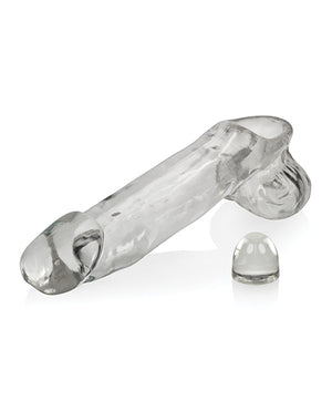 Oxballs Daddy Cocksheath in Clear shown with the separate nub insert beside it, no packaging