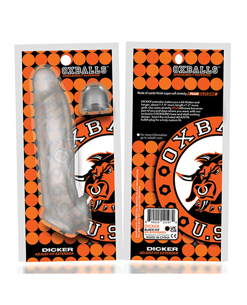 Oxballs Dicker Adjust-Fit Extender retail packaging card, front and back, Clear Ice colorway