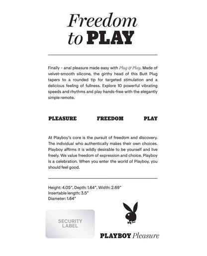 Playboy Pleasure Plug & Play Butt Plug - Navy Playboy