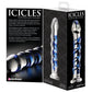Icicles No. 5 Hand Blown Glass Massager - Clear with Blue Swirls