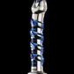 Icicles No. 5 Hand Blown Glass Massager - Clear with Blue Swirls