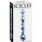 Icicles No. 8 Hand Blown Glass Massager - Clear with Inside Blue Swirls