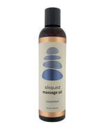 Sliquid unscented massage oil bottle on a white background