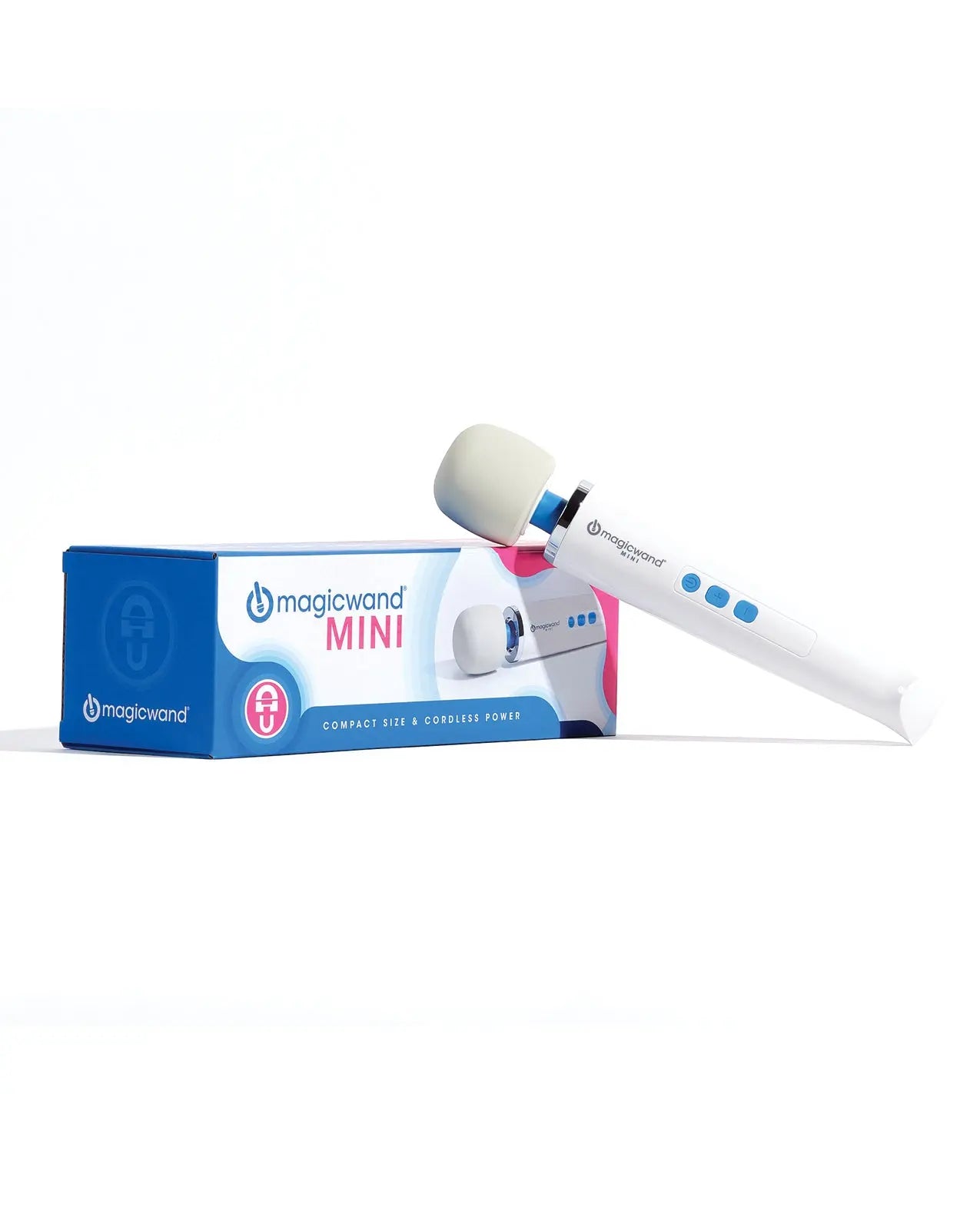 White Vibratex Magic Wand Mini HV-135 Rechargeable Massager device with packaging on a white background