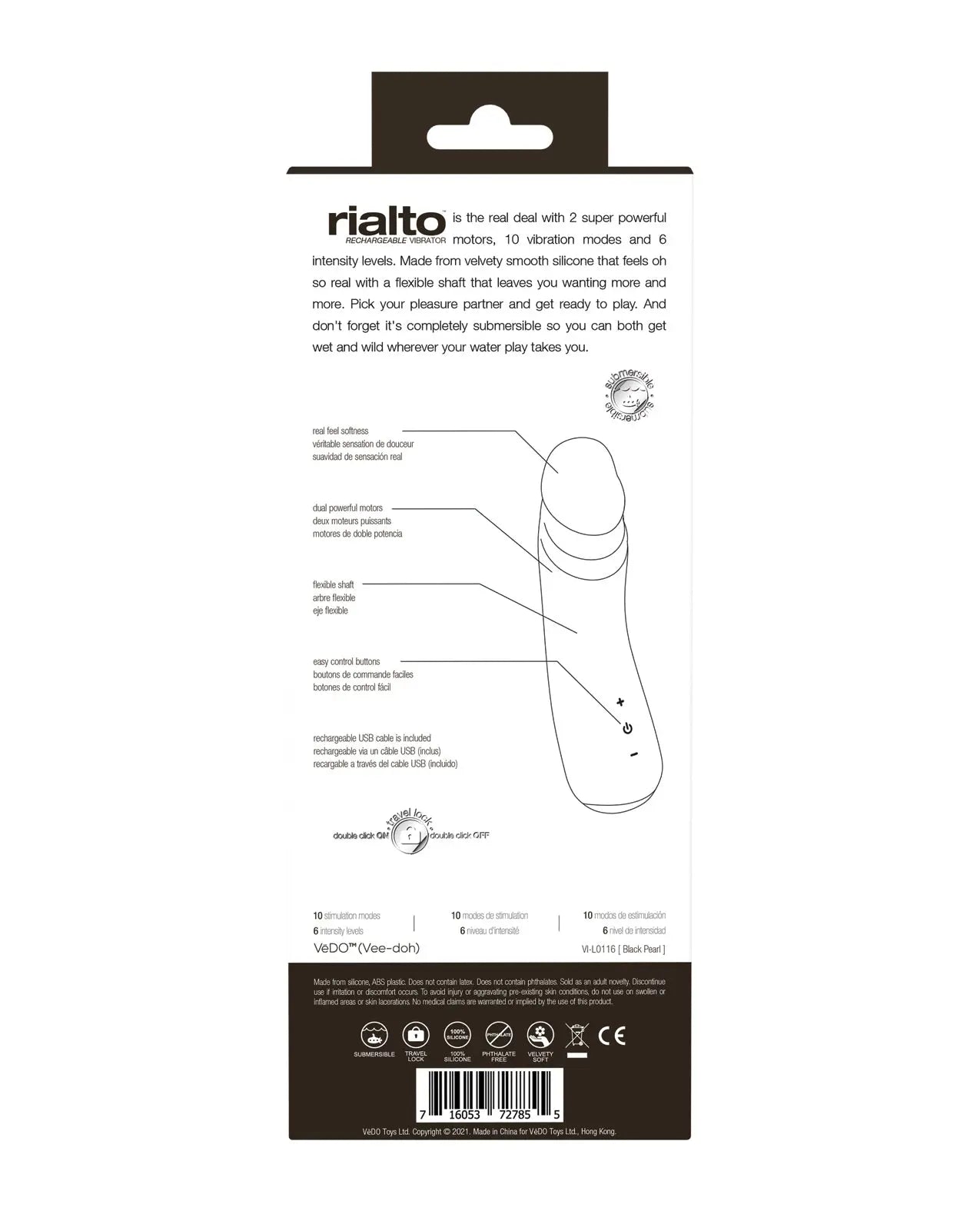 VeDO Rialto Rechargeable Vibe - Black Pearl VeDO