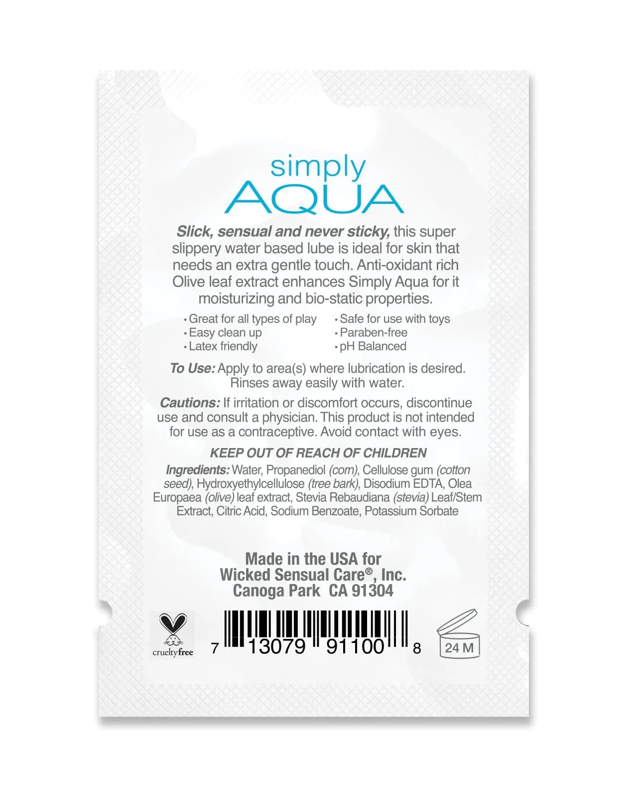 Wicked Sensual Care Simply Aqua Water Based Lubricant Wicked Sensual Care