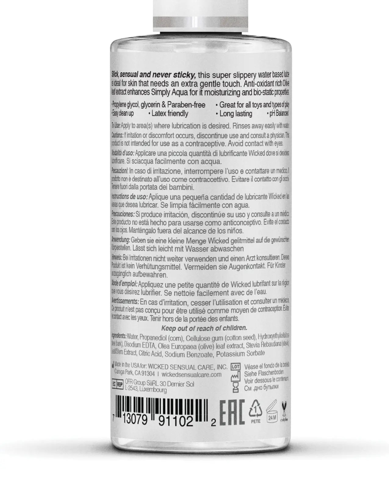 Wicked Sensual Care Simply Aqua Waterbased Lubricant Wicked Sensual Care