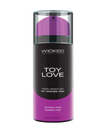 Bottle of Wicked Toy Love water-based gel for intimate toys on a white background